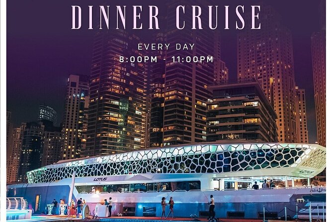 3-Hour Lotus Mega Yacht Dinner Cruise Dubai with Transfers - Buffet dinner, drinks, and service