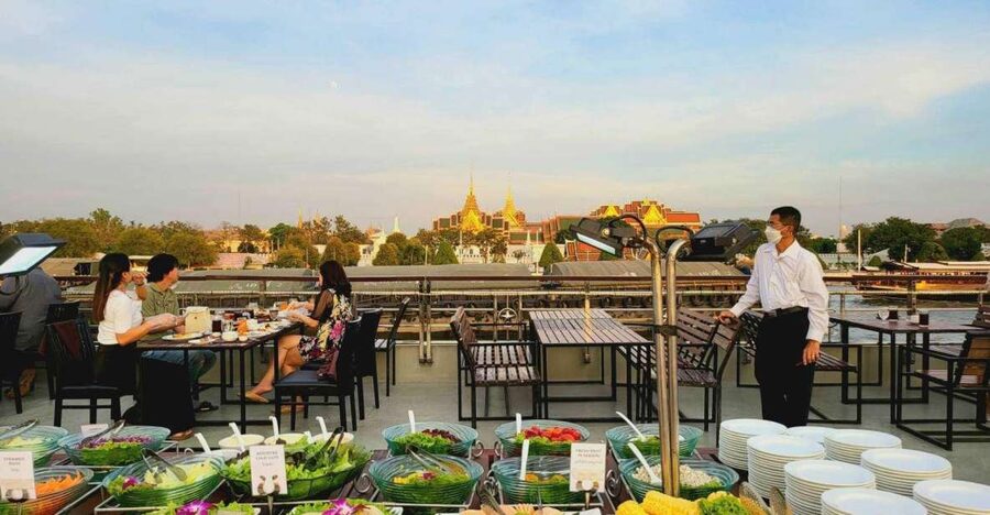 Bangkok: Calypso Cabaret & Dinner Cruise with Hotel Transfer - Sunset views, buffet plates, and the right expectations