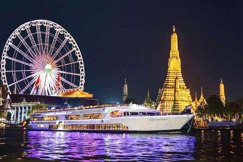 Bangkok: Luxury White Dinner Cruise Free Flow Beer and Wine - Dinner: plenty of choice, uneven quality