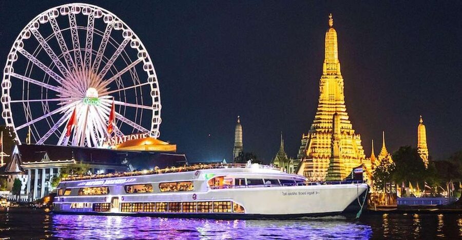 Bangkok: White Orchid Chao Phraya Dinner Cruise free Beer - Live Music, Thai Dance, and Cabaret