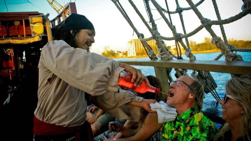 Cozumel: Pirate Ship Cruise with Open Bar, Dinner, and Show - Boarding a 17th-century replica galleon