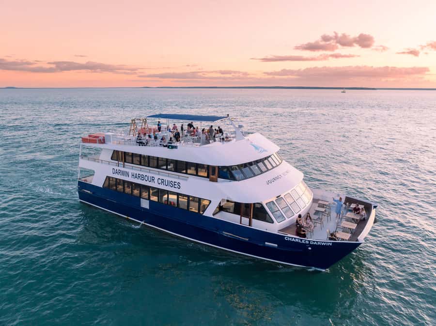 Darwin: Darwin Harbor Sunset Cruise with Buffet Dinner - Boarding the Charles Darwin at Stokes Hill Wharf