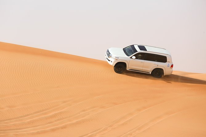 Desert Safari with BBQ Dinner and Landcruiser Pickup - From Dubai hotel pickup to the Al Aweer desert