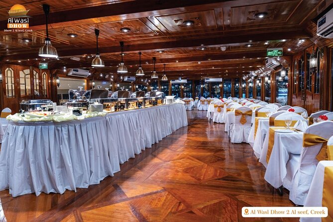 Dubai Best Dhow Cruise Dinner Buffet (Multi Cusine) - Upper Deck Views or Air-Conditioned Comfort