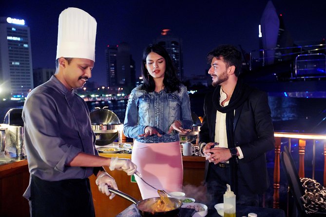 Dubai Creek Luxury Dhow Dinner Cruise with Optional Transfer - Buffet dinner, coffee, tea, and bottled water