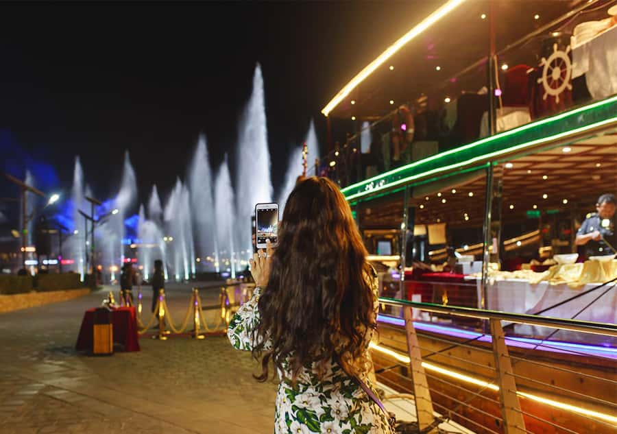 Dubai: Luxury Canal Dinner Cruise with Optional Transfers - The dinner buffet, from Arabic starters to live stations