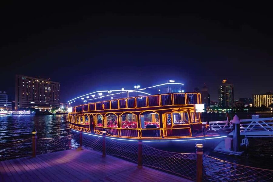 Dubai Marina Dinner Cruise – Live Show, AC & Open Bar - Watching Ain Dubai and JBR from the water