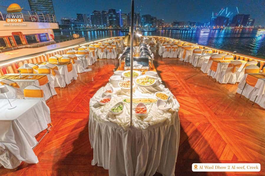 Dubai Marina Dinner Cruise with Live Entertainment(Al Wasl) - What dinner is like at $40 per person