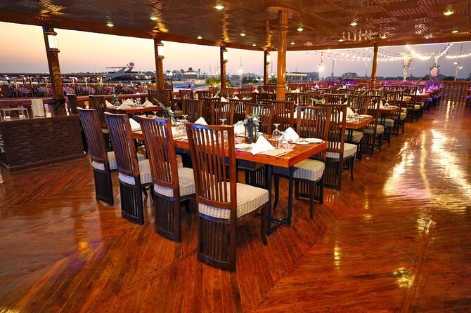 Dubai Marina Luxurious Dhow Cruise Dinner International Buffet - Passing the Address Hotel and Bluewaters Island