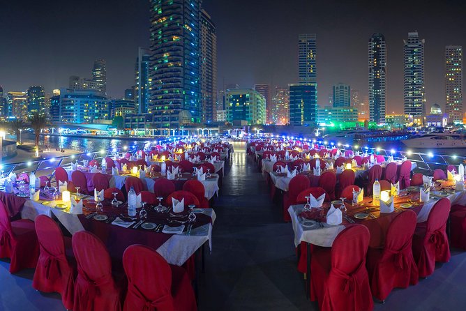 Dubai Marina: Luxury Dhow Dinner Cruise with Hotel Transfer - Desserts and the Marina Walk view