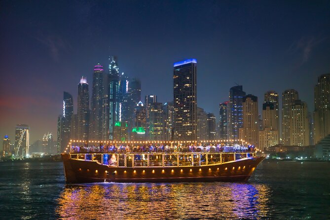 Dubai Marina: Luxury Dhow Dinner Cruise with Hotel Transfer - Drinks beside Cayan Tower