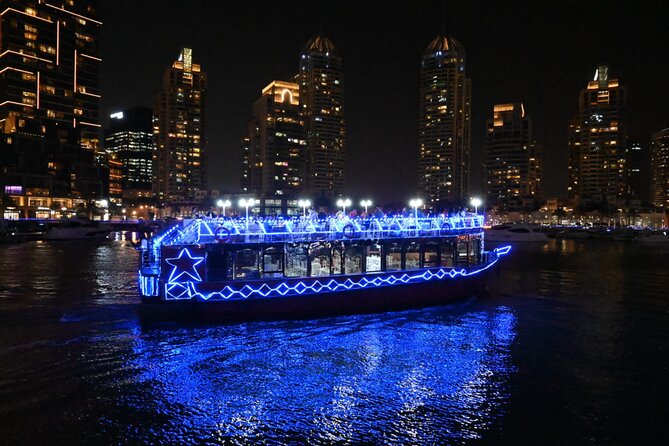 Dubai Marina Unique Dhow Cruise Buffet Dinner and Belly Dance - Dubai Marina after dark