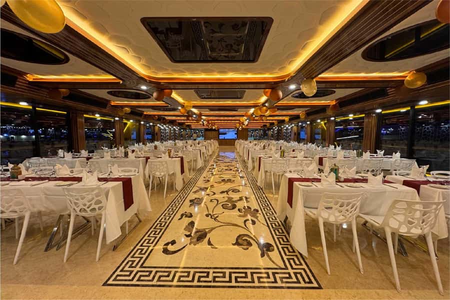 Dubai: Mega Yacht Dinner Cruise with Buffet - Ain Dubai and the open-water views
