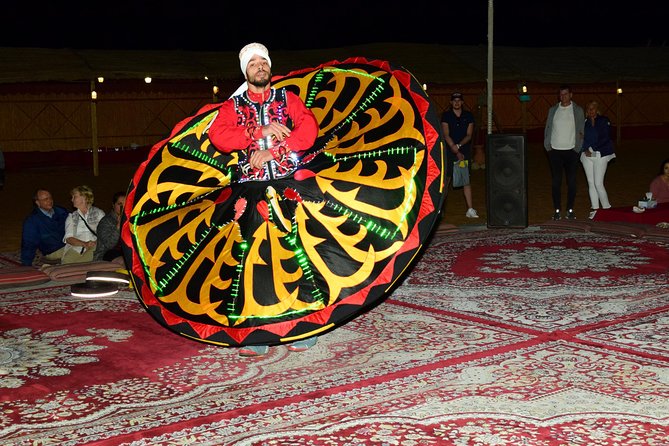 Dubai Super Saver: Desert Camp Experience by 4x4 and Dhow Dinner Cruise - Buffet dinner aboard the illuminated boat