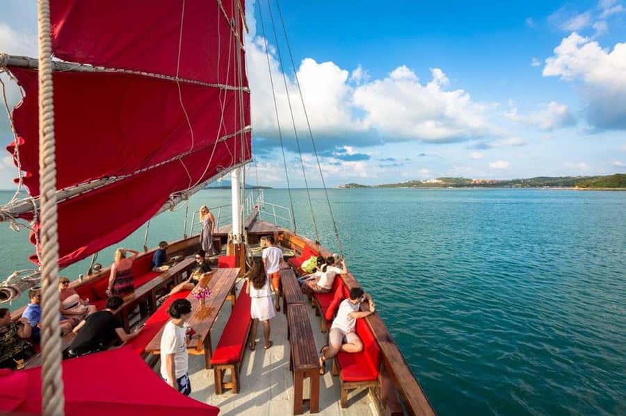 Koh Samui: Red Baron Romantic Sunset Dinner Cruise - What the wooden junk yacht adds
