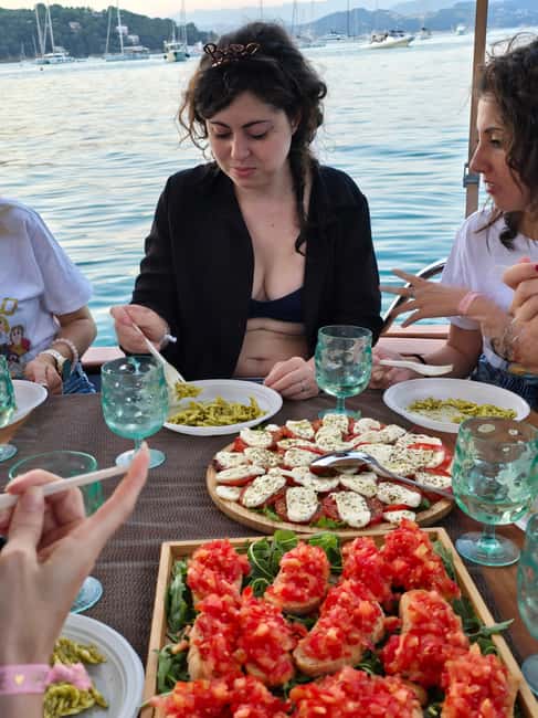 La Spezia. Sunset Aperitif and Dinner on the Boat - Scola Tower and the approach to Portovenere