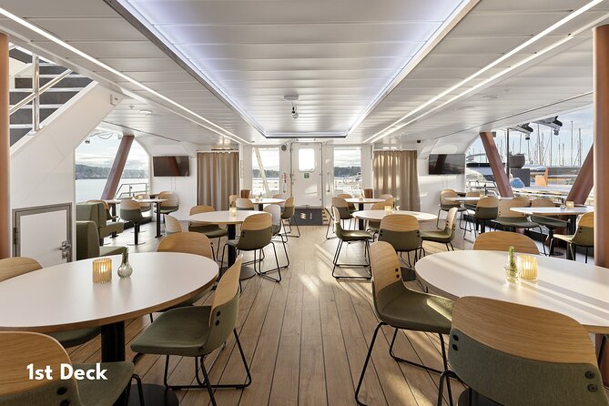 Oslo fjord 3-Course Dinner Cruise with Live Music - Returning past the Opera House and Aker fortress