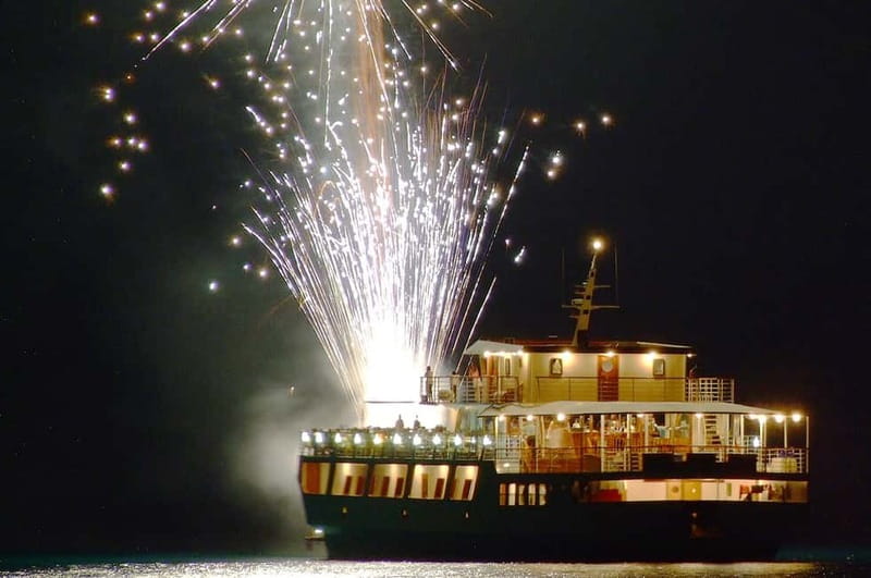 Paphos: Wave Dancer Fireworks, Buffet Dinner & Show Cruise - Boarding Wave Dancer I at Paphos Harbour