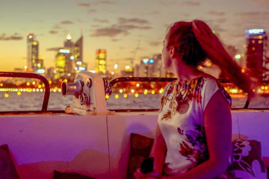 Perth: Swan River Dinner Cruise - A night view of Perth from the Swan River