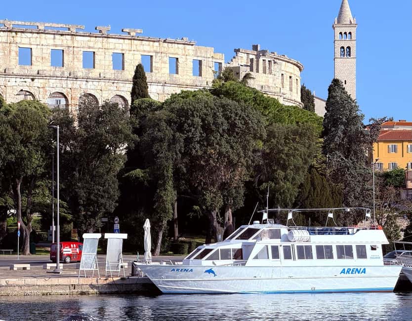 Pula: Brijuni Dolphins Sunset Cruise with Dinner and Drinks - Sunset, Pula lights, and the ride home