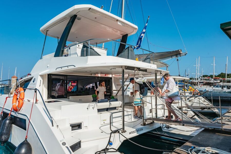 Rhodes: Sunset Catamaran Cruise with Dinner Buffet & Drinks - Buffet Dinner With Greek Salads, Chicken, and Local Bread