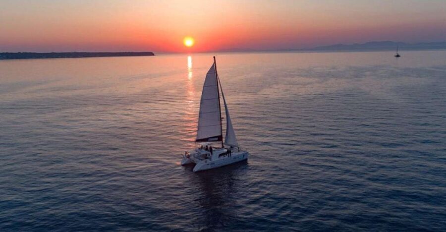 Santorini: Luxury Sunset Cruise with Dinner & Open Bar - Red Beach, White Beach, and Black Mountain Beach