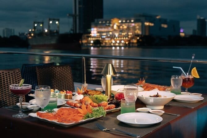 Scenic Bangkok Unicorn Dinner Cruise on Chao Phraya River - Rama VIII Bridge and the modern riverfront