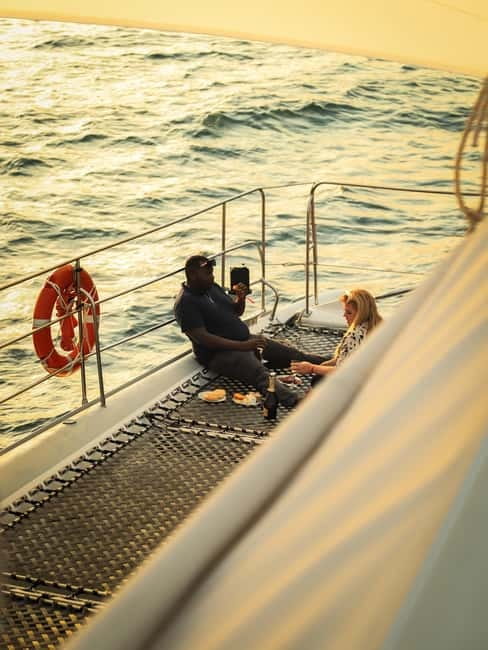 Sunny Beach: Sunset Catamaran Cruise with Dinner & Prosecco - Boarding the catamaran and settling in