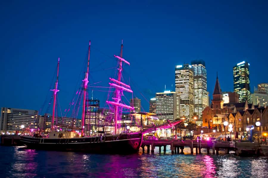 Sydney Harbour: Tall Ship Vivid Dinner Cruise - Why Vivid works so well from a tall ship