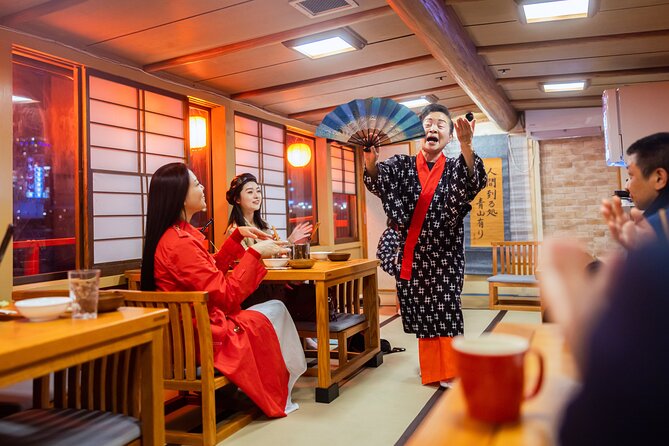 Tokyo Bay Yakatabune Dinner/Day Cruise with Japan Show and Drinks - Fuji TV and Tokyo Tower from the water
